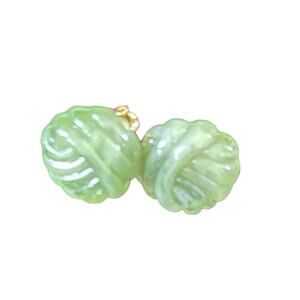 Avon Marbled Green Vintage Clip On Earrings Small Textured Knot